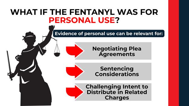 Lady Justice silhouette beside red arrow panels listing negotiating plea agreements, sentencing considerations, and challenging intent to distribute in related charges.