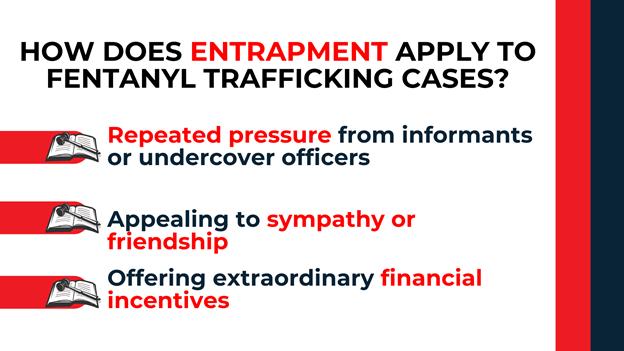 Red and white panels with icons of law books describing repeated pressure from informants, appealing to sympathy or friendship, and offering extraordinary financial incentives.