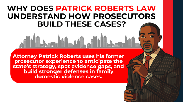 Illustration of Patrick Roberts explaining how his prosecutor background helps anticipate strategies and strengthen defenses.