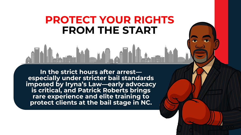 Defense attorney illustration emphasizes early legal advocacy to protect rights during bail proceedings.