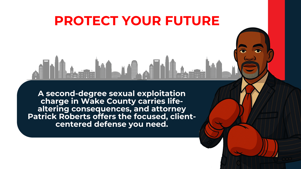 Attorney illustration beside message urging defendants to secure focused legal defense for serious Wake County charges