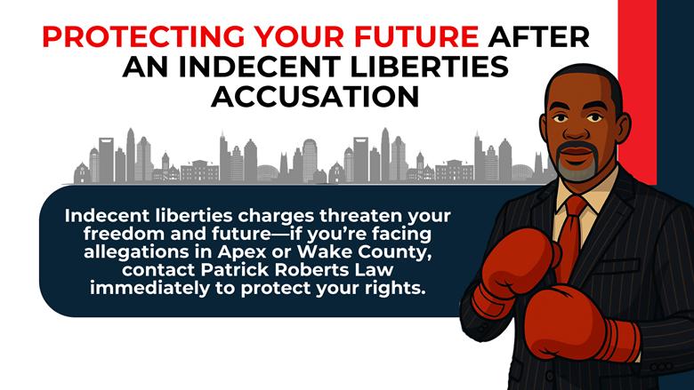 City skyline and attorney illustration stress urgent legal action to protect rights after indecent liberties allegations.